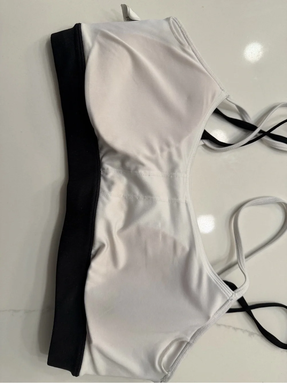 ALO Yoga Black and White Strappy Swim Bralette